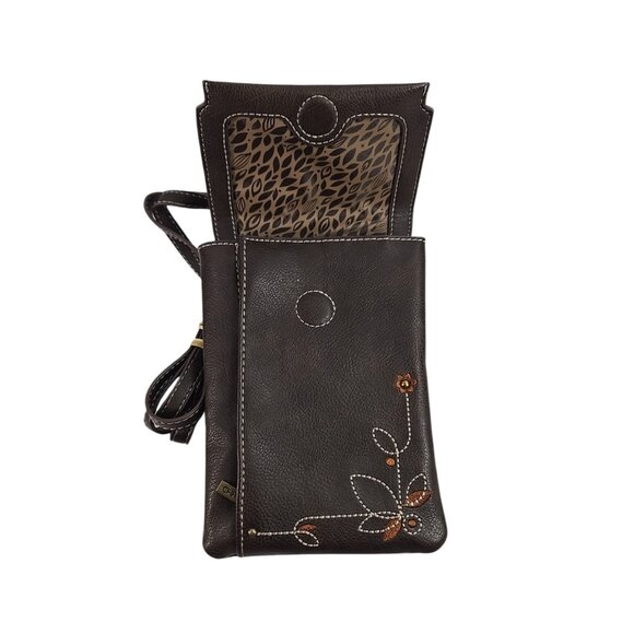 NWT Chala Sunflower Crossbody Phone Bag Brown Vegan Leather RFID Travel Purse - Picture 4 of 11